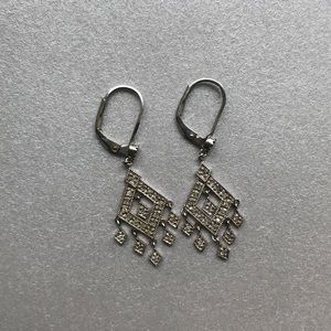 Sterling silver pave diamond chandelier earrings
